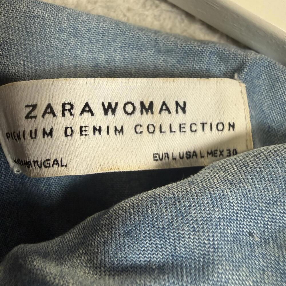 Zara Woman Premium Denim Collection Women Large A Line Knee Length Dress Lyocell - Picture 2 of 7